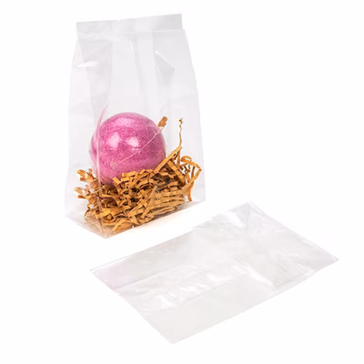 Premium Eco Clear Flat Bottom Gusset Bags 100 Pack 4" x 2 1/2" x 6"