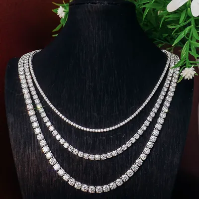 Provence Moissanite Necklace for Women Man Sterling Silver Link Chain 2/3/4/5/6 mm D Color VVS1 S925 Tennis Necklace for Ladies
