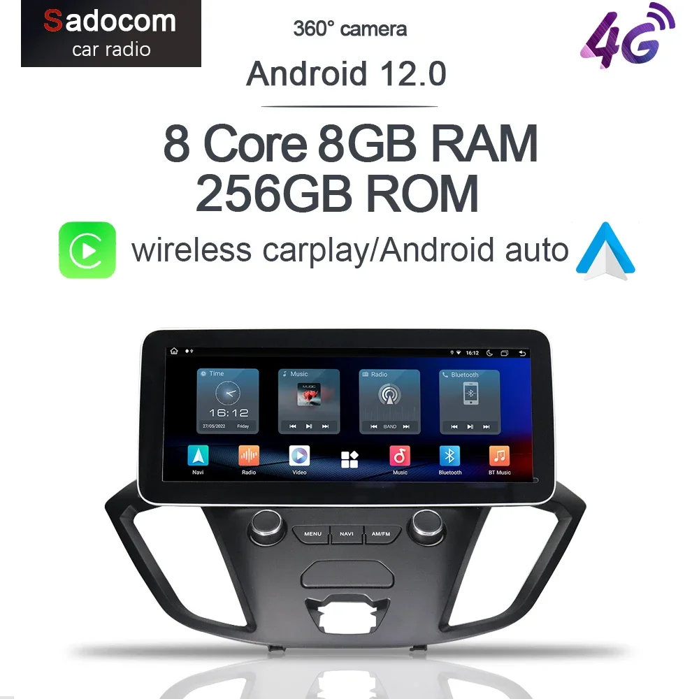Dsp 12.3 "android 12,0 8 core 8gb 256gb auto dvd player stereo gps radio für ford transit tourneo custom Image
