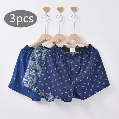 3 Stück Boxershorts lässige Baumwolle Unterwäsche Herren Höschen plus Größe lose elastische Bund Image