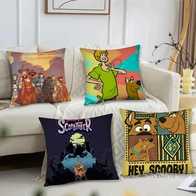 Cartoon S-Scooby-D-Doo Kissenbezug, quadratisches Kissen, Schlafzimmer, Sofa, Freizeit, Komfort, Image