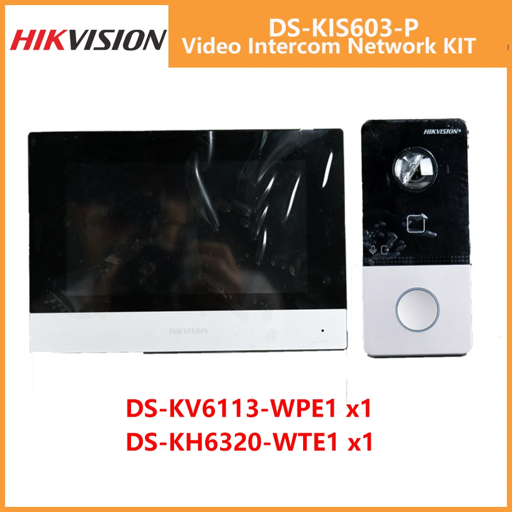 Hikvision IP Video Intercom Kit DS-KIS603-P Original DS-KV6113-WPE1+ DS-KH6320-WTE1 POE Türklingel Türstation WIFI Monitor Image