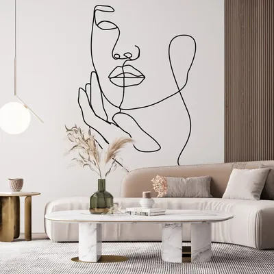 Eine Linie Kunst Frau Wand Aufkleber Schönheit Salon Wand Decor Spa Salon Mädchen silhouette Wand Image