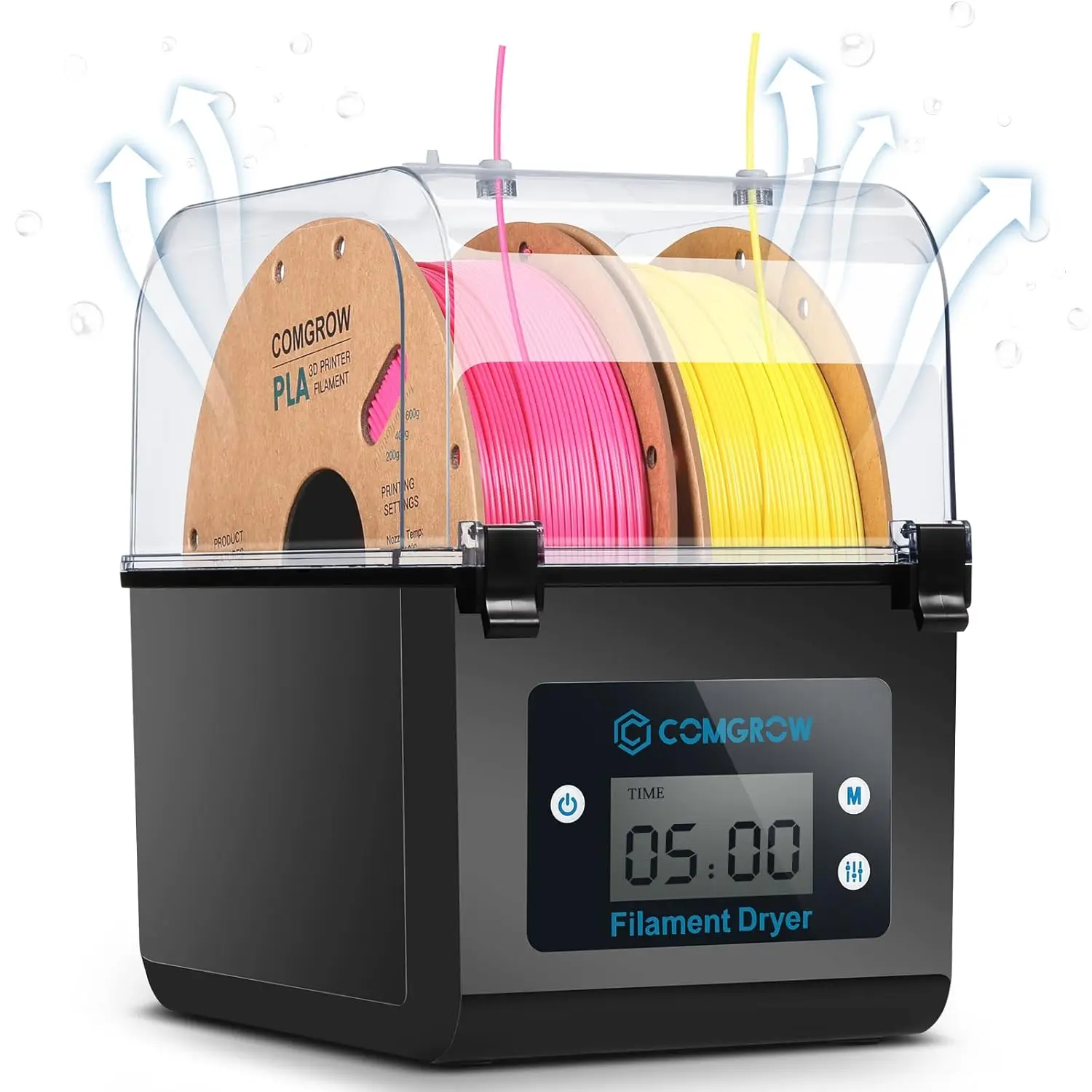 Comgrow 2 Rollen Filament-Dörrgerät, Spulenhalter, Filamente, Trockenbox für 1,75 mm, 2,85 mm ABS, PLA, PETG, TPU, FDM-Material, 3D-Drucker Image