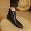 Neue Herbst Damen stiefel Echt lederschuhe für Damen spitze Zehen Schuhe mit niedrigem Absatz elegante Reiß verschluss Stiefeletten weiche moderne Stiefel