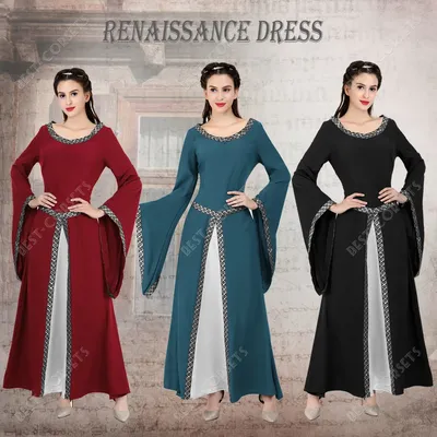 Mittelalterliches Kostüm für Damen, blaues Renaissance-Kleid, Übergröße, Halloween-Kostüme für Image