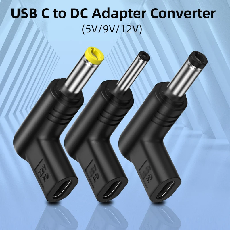 USB C auf 5 V 9 V 12 V DC-Stromanschluss Typ C PD auf 5,5 x 2,5 4,0 x 1,7 5,5 x 2,1 3,5 x 1,35 3,0 x 1,1 mm Netzteil-Konverter Image