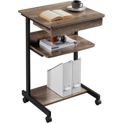 Yaheetech - Schreibtisch, Computertisch auf Rollen, Bürotisch mit Tastaturablage und offenem Fach, Image