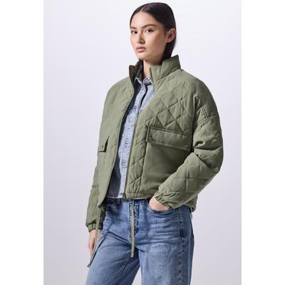 Steppjacke STREET ONE STUDIO, Damen, Gr. 44, grün (summer khaki), Stoff, Obermaterial: 87% Viskose, 13% Polyester; Futter: 100% Baumwolle, unifarben, casual, gerade normal, hoch geschlossener Ausschnitt, Langarm Bündchen, Jacken, mit Tunnelzug am Saum Image