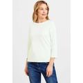 3/4-Arm-Shirt CECIL, Damen, Gr. XXL (46), weiß (vanilleweiß), Jersey, Obermaterial: 100% Baumwolle, unifarben, casual, figurumspielend hüftlang, U-Boot-Ausschnitt, 3/4-Ärmel eingesetzt abgesteppt, Shirts, mit hohem Ausschnitt