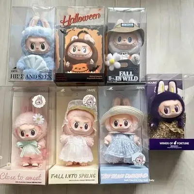 High Quality Labubu Plush Toys Skullpanda Mokoko Zimomo Halloween Labubu Keychain Doll Christmas