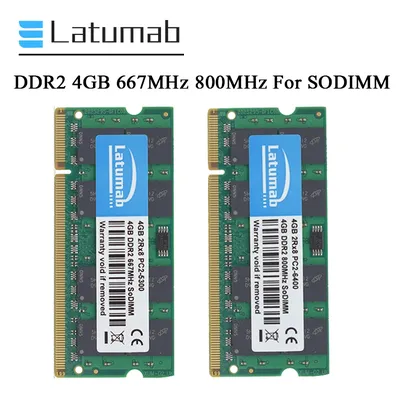 Latumab Memoria RAM DDR2 4GB 8GB 800MHz 667MHz Laptop SODIMM Memory PC2-6400 PC2-5300 RAM 200 Pins