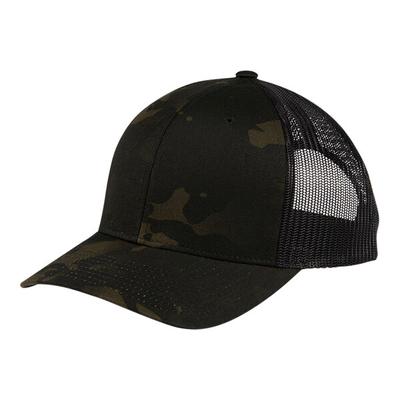 Sport-Tek STC39 Customizable MultiCam Black 6-Panel Trucker Cap with Mesh Back - Structured, Mid-Profile