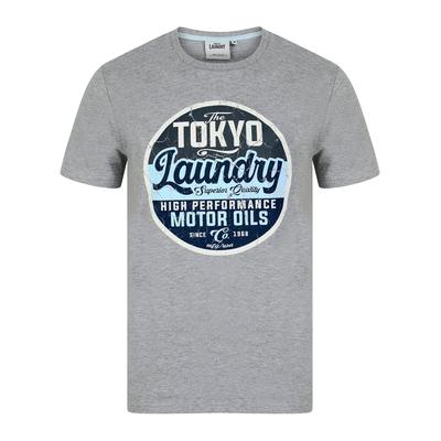 T-Shirts Cressingham Motif Cotton Jersey Crew Neck T-Shirt in Mid Grey Marl / L - Tokyo Laundry