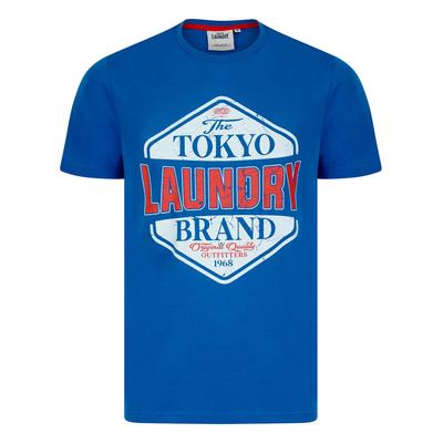 T-Shirts Barton Motif Cotton Jersey Crew Neck T-Shirt in Snorkel Blue / S - Tokyo Laundry