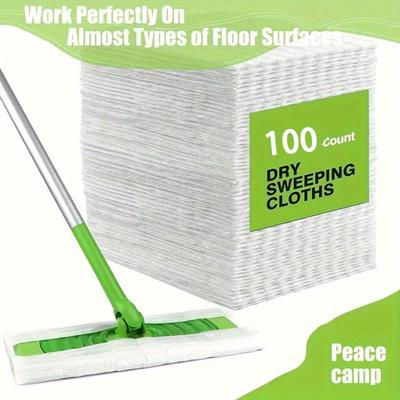 TEMU 30pcs/50pcs/100pcs Dry Mop Cloth: Electrostatic Dust Removal Paper, Disposable Dust-free Cloth, Dry And Wet Use, Suitable For Cleaning Living Room, Bedroom, Bathroom, Kitchen And Floor Image