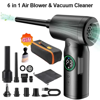 6 in1 Drahtloser Reiniger Luft duster 500000 U/min Staub blas pistole USB Druckluft gebläse Image