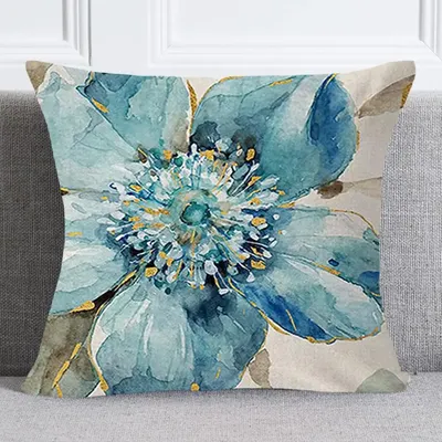 45 cm Blume Vogel Dekor Wurf Kissenbezug Baumwolle Leinen Quadrat Kissen Fall Austauschbare Design Image
