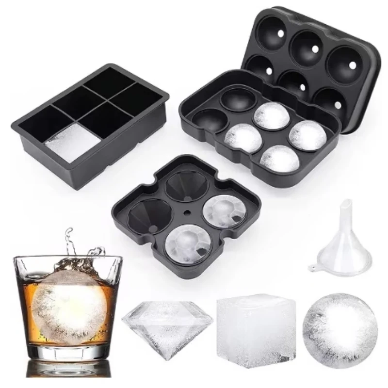 1pc Silikon Eiswürfel formen für Gefrier schrank mit Deckel Eiswürfel schalen wieder verwendbare Whisky Eisform Kugel Diamant Eisform Whisky Eisform Image