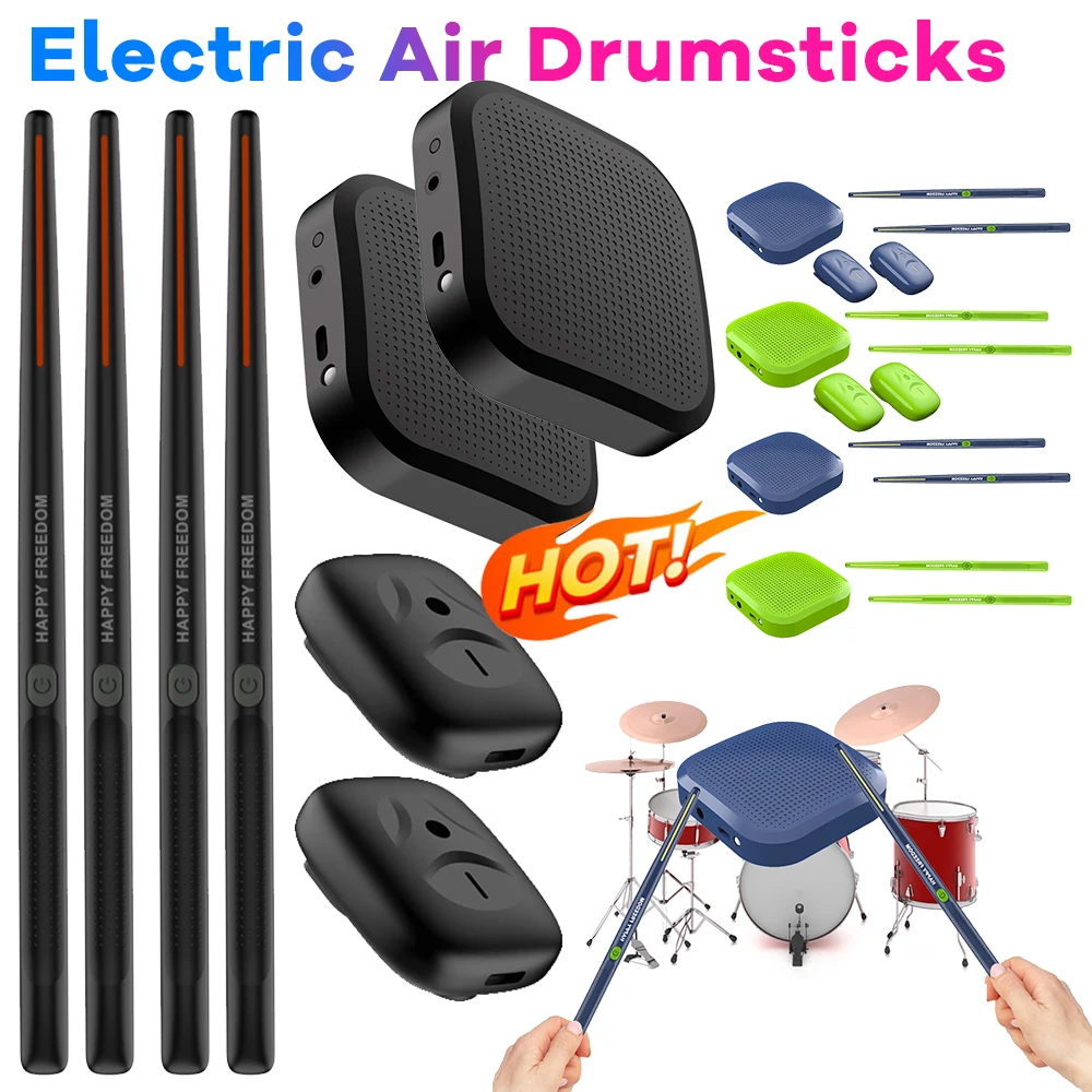 Air Drum mit Drumsticks setzt tragbare elektronische virtuelle Air Drum Drumsticks Pedale Professional für Anfänger Kinder Erwachsene Image
