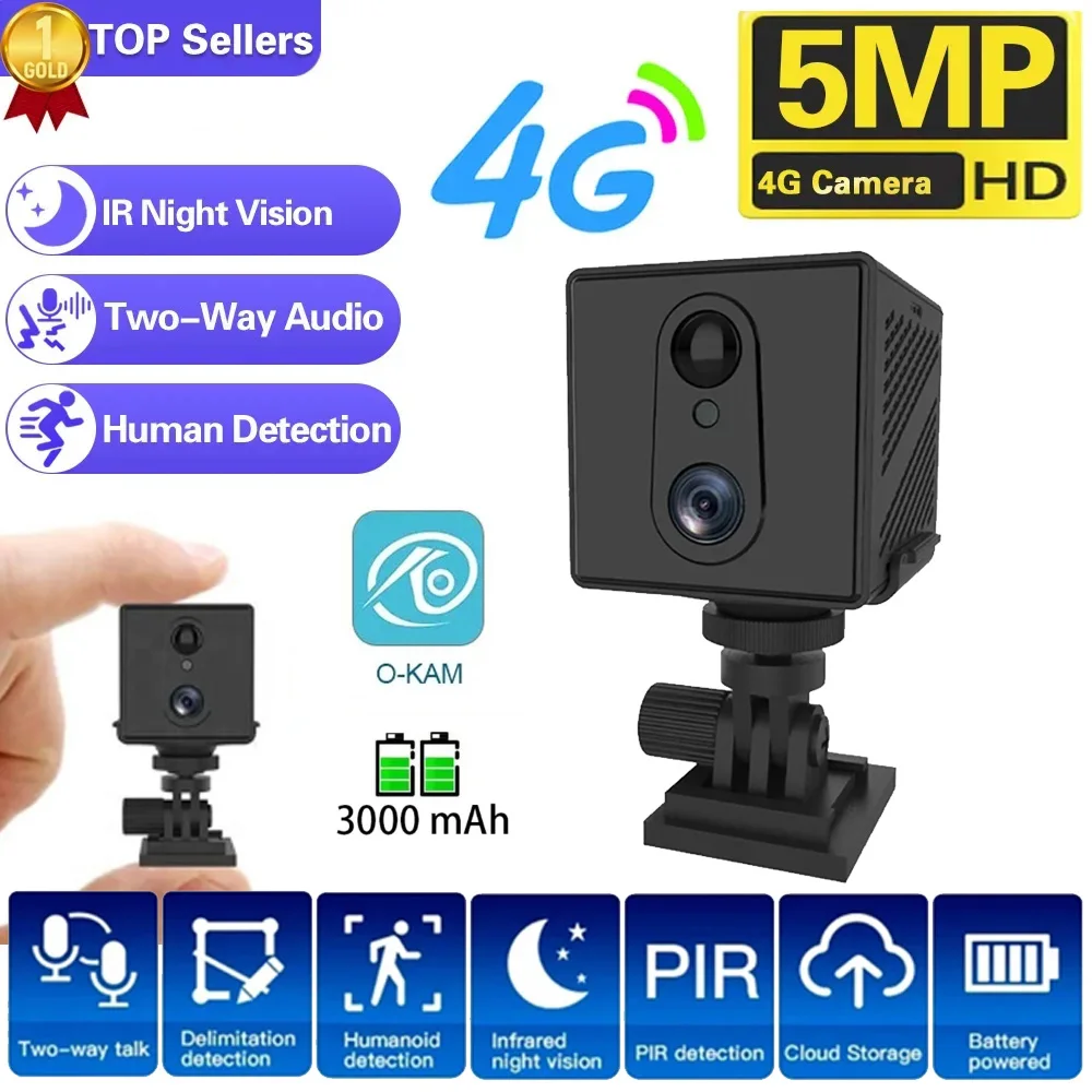 4K WiFi oder 4G Sim Mini Kamera Dual-Objektiv 5X Zoom Bewegungserkennung Nachtsicht 3000mAh Großer Akku Zwei-Wege-Gegensprechanlage Überwachung Image