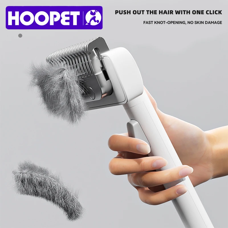 Professioneller Haustierkamm, selbstreinigende, glatte Bürste für Hunde und Katzen, einfach zu handhabendes Pflegewerkzeug zum Entfernen schwebender Unterwolle Image