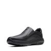 Slipper CLARKS "ClarksPro Step", Herren, Gr. 44, schwarz (schwarz leather), Leder, casual, Schuhe, Slip-On Sneaker, Schlupfschuh, Komfortschuh mit Gummizug