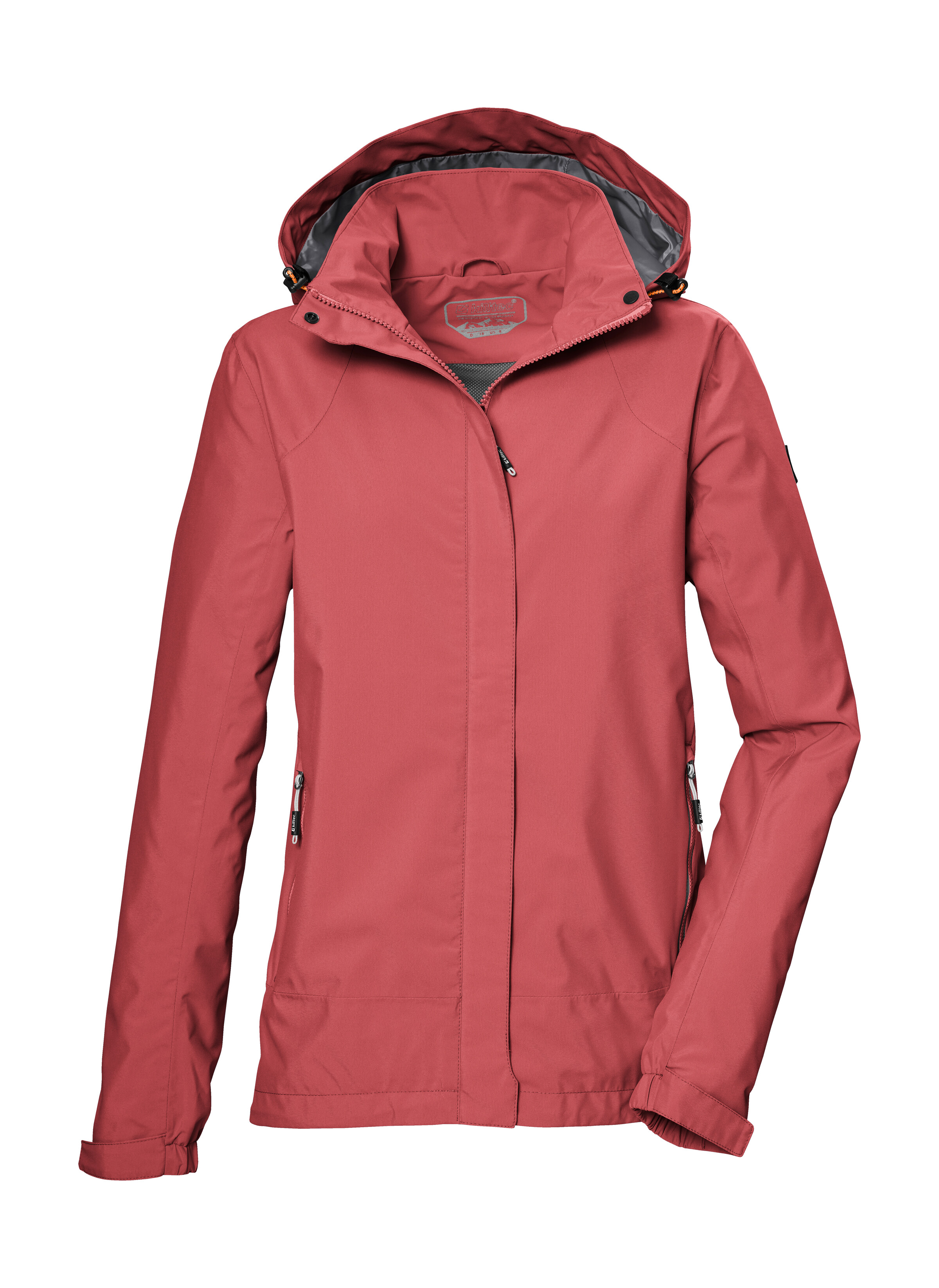 Outdoorjacke KILLTEC "KOS 51 WMN JCKT", Damen, Gr. 46, rot (hellrot), Oberstoff: 100% Polyester, Futter: 100% Polyester, Jacken, Damenjacke: wasserdicht, atmungsaktiv, verstellbar, abnehmbare Kapuze Image