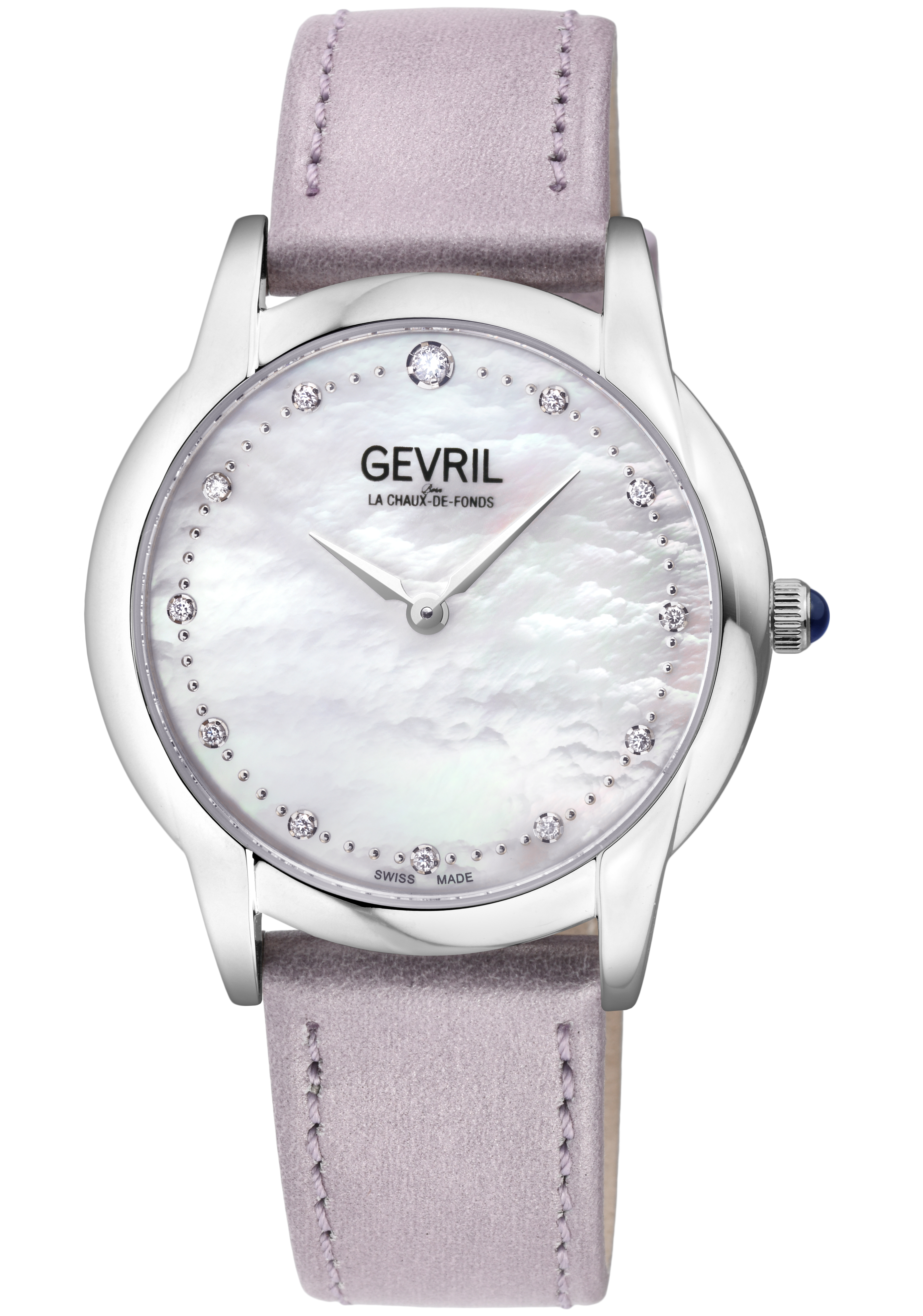 Gevril Airolo Swiss Diamond 13041 Echtes Leder Schweizer Quarzuhr Image