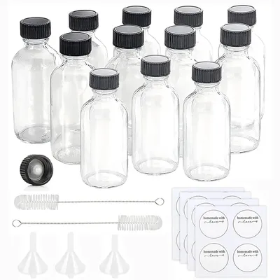 Glass Bottles With Caps,Wellness Shot Bottles Sample Bottles for Bourbon Whiskey,liquor,Potion,Oils,Tincture,Hot Sauce,Juice