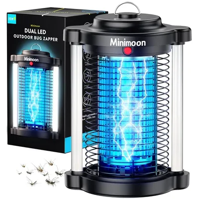 Minimoon Bug Zapper Outdoor,Mosquito Zapper with Dual LED Light,4200V Fly Zapper,15W Electric Fly