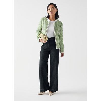 Ami Petite Black Cotton Blend Denim Tailored Wide Leg Trouser, Black