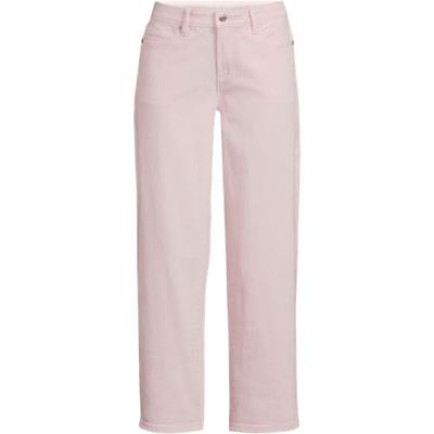 Soft Denim Relaxed Straight Leg Cropped Jeans, Women, size: 10, regular, Pink, Spandex/Cotton-blend, by Lands' End