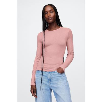 Gap Womens Pink Modern Long Sleeve Crew Neck T-Shirt - Pink