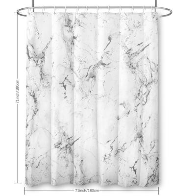 TEMU 1pc Elegant Print Shower Curtain With Hooks, Polyester Fabric, Minimalist Style For Bathroom Decor, Machine Washable, 71x71/36x71 Inches, Bathroom Decor And Accessories Image
