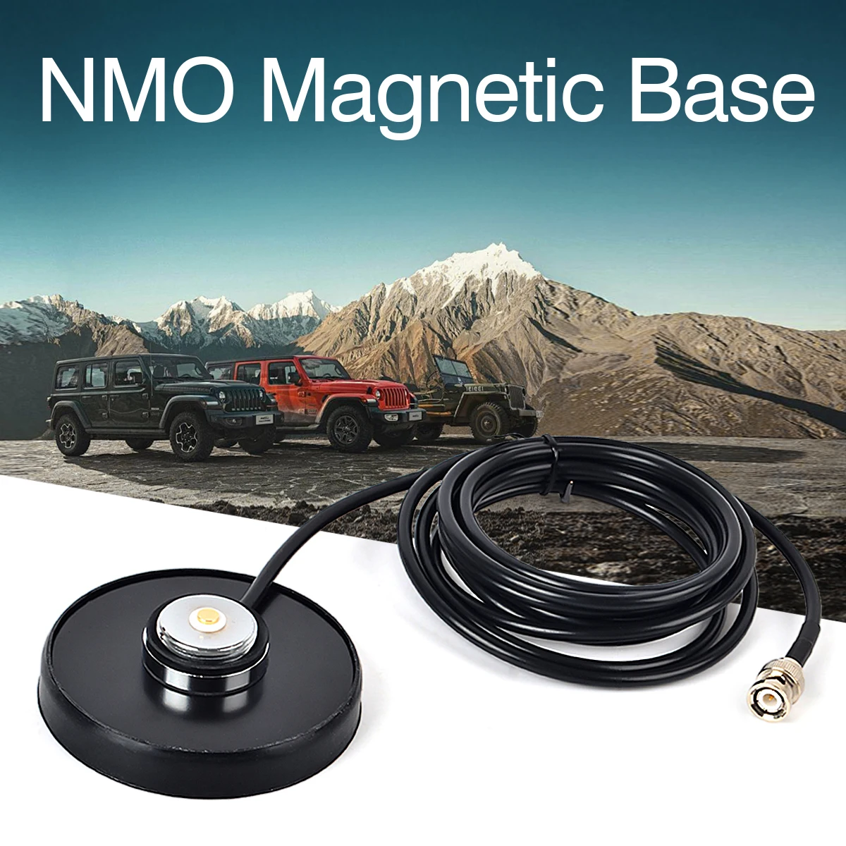NMO Magnetische Antennenhalterung mit 5 m/16,4 Fuß RG-58-Kabel, BNC-Anschluss für Cobra Midland Handradio/Fahrzeug/Auto-Mobilfunkgerät Image