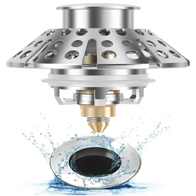 Bathtub Filter Sink 3 in 1 Leak-proof Pop Up Brass Sink Strainer Drain Basket Stopping Blockage Bouncing Core Stopper Bathroom
