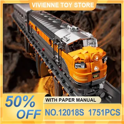 MOLD KING 12018 Technischer Zug Baustein RC EMD F7 WP Diesellokomotive Eisenbahn Ziegel Montagespielzeug Weihnachtsgeschenk für Kinder Image