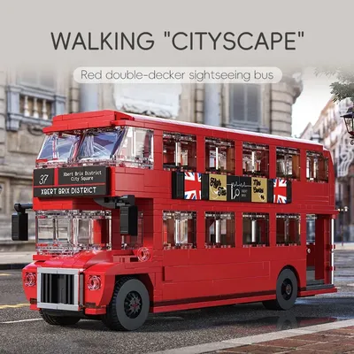 745PCS Britischen Retro Doppel Decker Bus Bausteine Stadt Tour Bus Modell Ziegel Desktop Dekoration Spielzeug Für Kinder Urlaub Geschenke Image