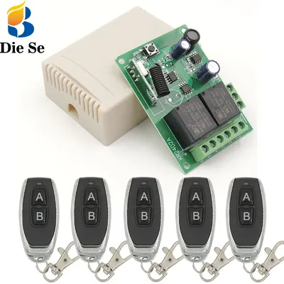 433MHz Universal Wireless Remote Control DC 24V 2CH rf Relay Receiver and Transmitter for Universal