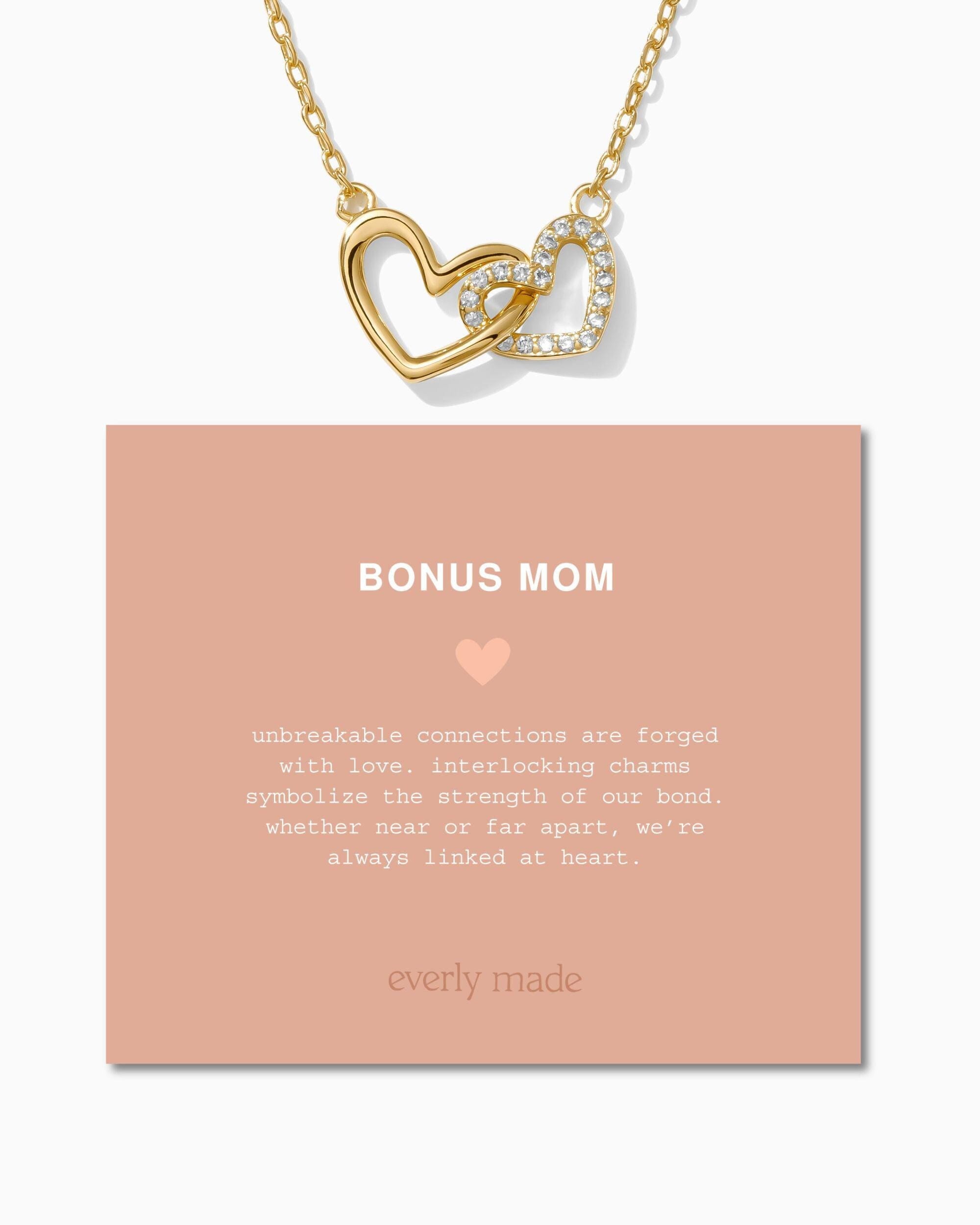Collana con cuori collegati Bonus Mom, oro vermeil 18k, argento sterling 925, placcato oro 18k