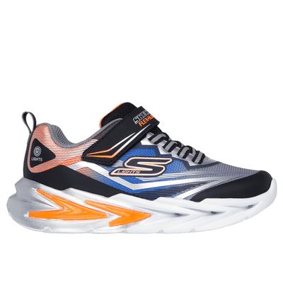 Skechers Boy's S Lights: Flex-Glow Ultra Sneaker | Size 11.5 Wide | Black/Silver | Synthetic/Textile