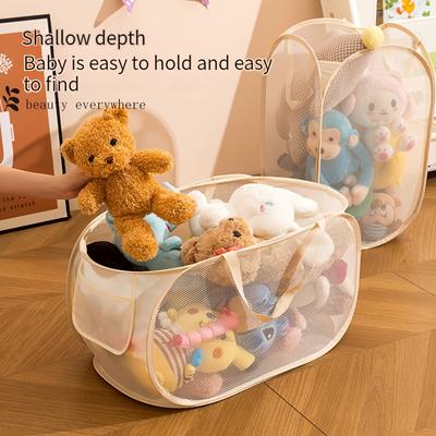 TEMU 1pc Foldable Storage Bin For , Plush Toy Organizer Basket., Toy Storage Image