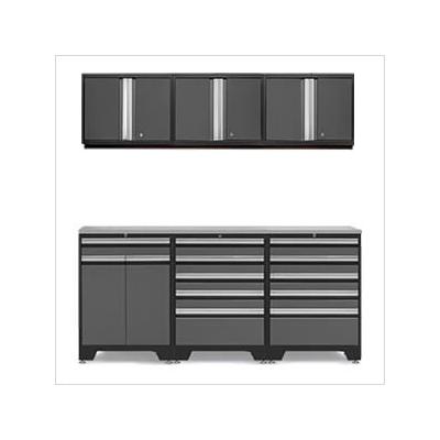 NewAge Garage Cabinets PRO Grey 7-Piece Garage Cabinet Set with Stainless Steel Top