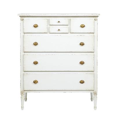 Casa Florentina Louis XVI Tall Dresser - Distressed Off White Over Gray - Ballard Designs