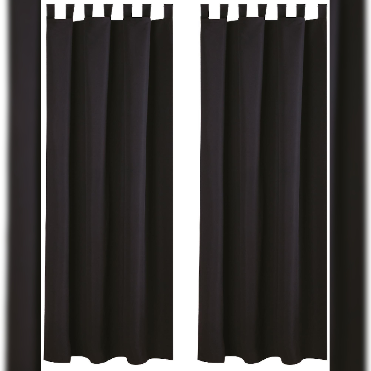 Bestlivings 2er Set Dekoschal Ellen,Schlaufe, inkl. Raffhalter & Haken 140 x 245 cm schwarz - black Image