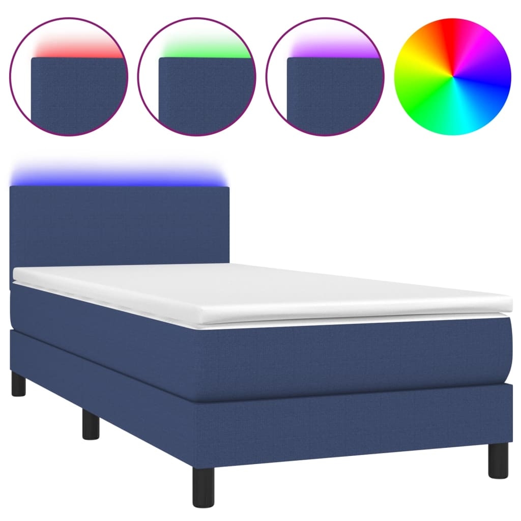 vidaXL Boxspringbett mit Matratze & LED Blau 80x200 cm Stoff Image