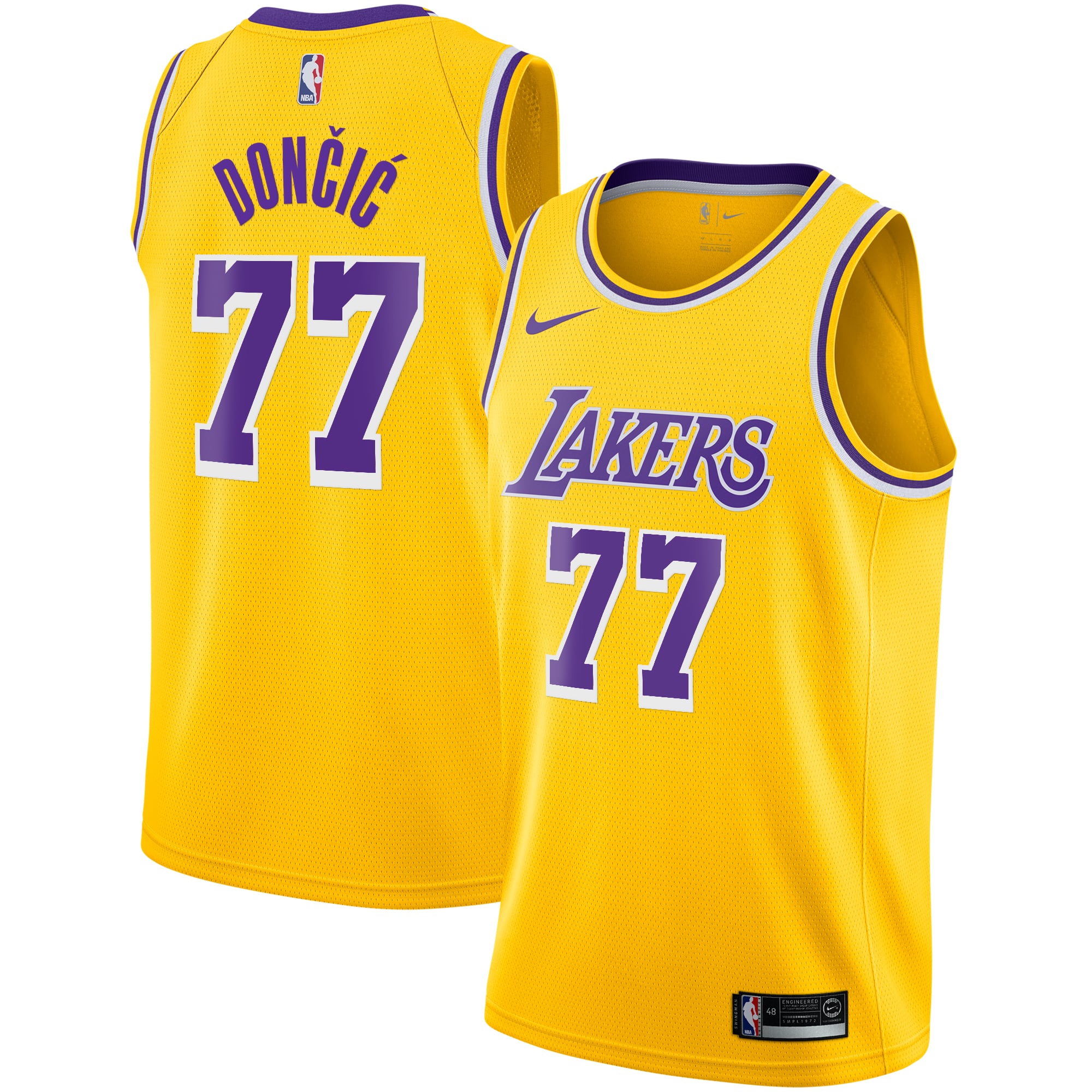 Los Angeles Lakers Nike Icon Edition Swingman-Trikot – Gold – Luka Dončić – Jugendliche