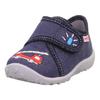 Hausschuh SUPERFIT "SPOTTY WMS: mittel", Kinder, Gr. 21, dunkelblau feuerwehrauto, Polyester, Baumwolle, bestickt, klassisch, Schuhe, Kindergartenschuh mit buntem Muster, Größenschablone zum Download