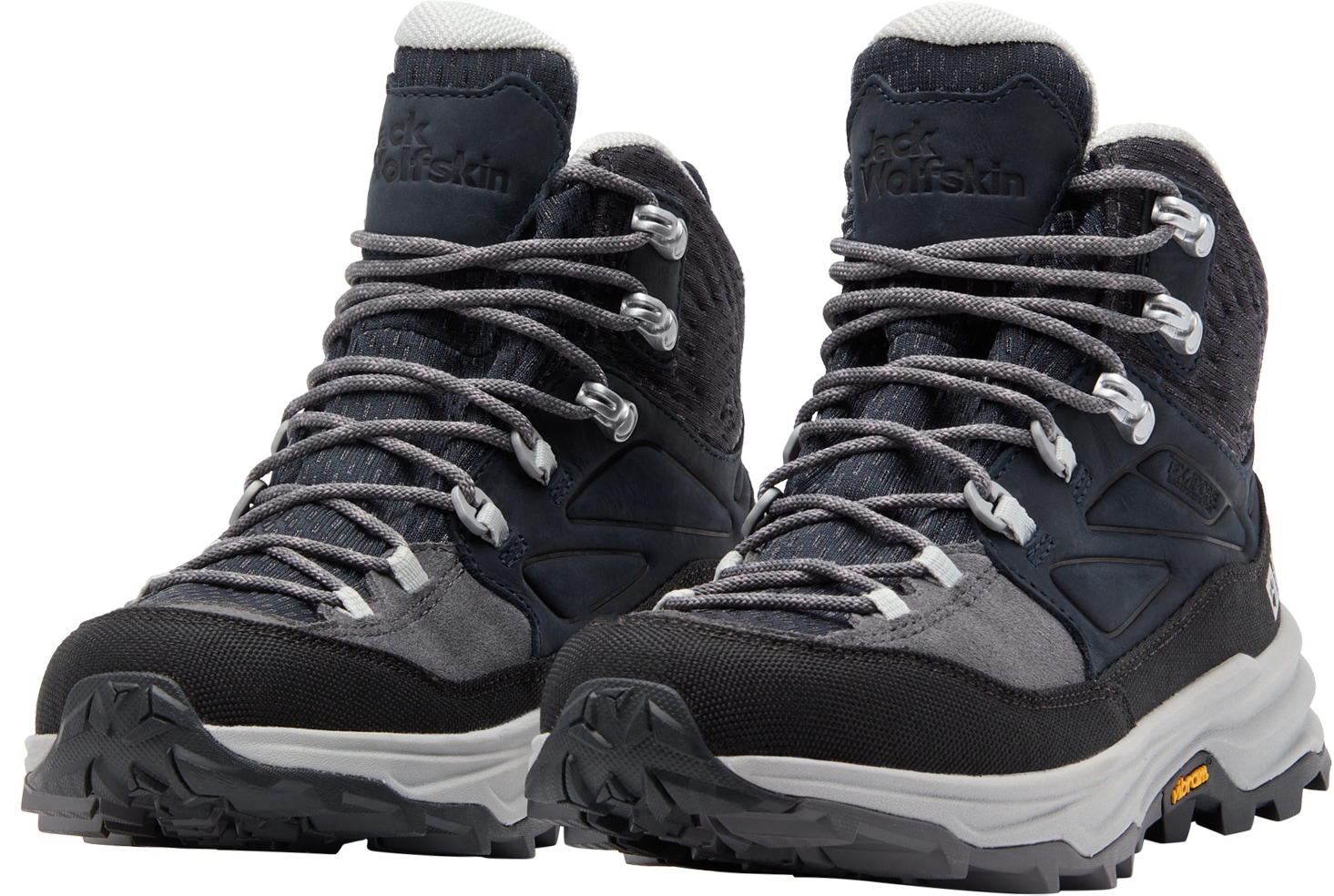 Wanderschuh JACK WOLFSKIN "CYROX TEXAPORE MID W", Damen, Gr. 42, grau (graphite), Synthetik, Textil, Schuhe Wanderschuh, Wasserdicht, Trekkingschuh